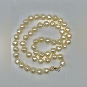 Vintage Christian Dior Cultured real Pearl  Strand Necklace with Gold Clasp